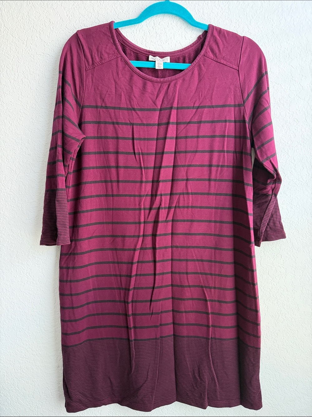 Lila Rose Berry Stripe Three Quarter Sleeve Dress